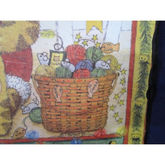 Santa Cat Print On Slate Tile Plaque Knotted Leather Hanger GUC So Much Detail - Picture 6 of 15